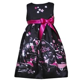 Rare Edition Girls 2-6x Blck/Fucsha Diner Broder Dress