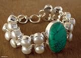 Pearl bracelet, 'Blue Goddess'