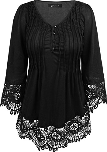 For G&PL Women's Casual 3/4 Sleeve Button-Down Lace Blouse