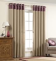 Velvet Trim Eyelet Curtains