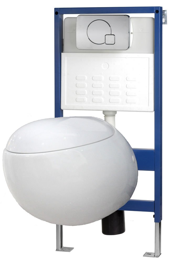 Egg Pod Shaped Wall Hung WC Pan Toilet Soft Close Seat Concealed