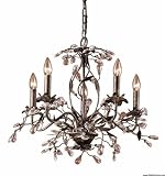 Elk 8053 5 5-Light Chandelier In Deep Rust and Crystal Droplets