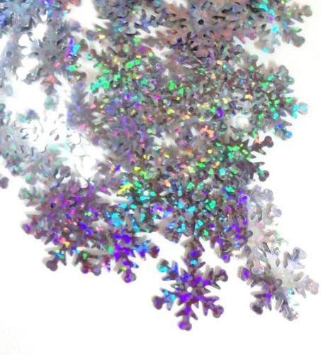 Pandahall 50g Christmas Snowflake Plastic Paillette Beads, Sequin Beads, Silver, about 485pcs/10g