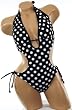 Sexy Trendy Swimwear 2008 Hottest Style Monokini 1 One Piece Black White Polka Dot Tie Side Swimsuit
