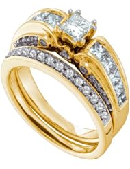 1.45CTW DIAMOND 0.40CT CENTER PRINCESS BRIDAL SET