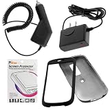 Rapid Car Charger + Home Travel Charger + Black Rubberized Hard Cover Case + LCD Screen Protector for T-Mobile Google G2 HTC Magic / Mytouch 3G Cell Phone