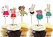Yunko 24 Pcs Cute Peppa Pig Theme Party Decorative Cupcake Topper Kids Birthday Party Baby Shower Favors
