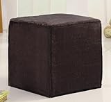 IMAGE OF Kids Cube Ottoman in Fuzzy Brown Fabric