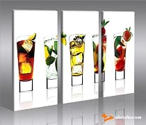 Drinks 3 Bilder Cocktail Bar Poster * Bilder auf Leinwand Kellerbar Partykeller Lounge Disco fertig gerahmt auf Holzrahmen - Lounge Bild mit Bilderrahmen - ein Edel Poster als Leinwand Kunstdruck - Wandbild mit Rahmen modernes Keilrahmenbild - farbenfrohe und intensive Impressionen für Ihr Wohnzimmer Büro Lounge Küche Schlafzimmer usw. Abstrakte Kunst Pop Art