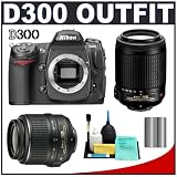 Nikon D300 Digital SLR Camera + Nikon 18-55mm VR + 55-200mm DX VR Zoom Lens + Spare EN-EL3e Battery + Cleaning Kit (Camera & Lenses Refurbished by Nikon U.S.A.)