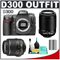 Nikon D300 Digital SLR Camera + Nikon 18-55mm VR + 55-200mm DX VR Zoom Lens + Spare EN-EL3e Battery + Cleaning Kit (Camera & Lenses Refurbished by Nikon U.S.A.)