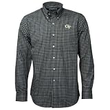 Cutter & Buck Georgia Tech Yellow Jackets Navy Blue Alumni Check Woven Long Sleeve Shirt