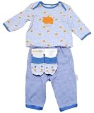 3 Piece Happy Hippo Sleepwear Set with Matching Booties by Vitamins - blue, 9m