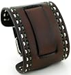 Nemesis #HD-BUR Black Wide Leather Cuff Wrist Watch Band