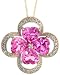 10k Yellow Gold 18 Chain & 15/16 (24mm) tall Pendant, w/ Round Brilliant Diamonds & Heart-shaped Pink Topaz Stones