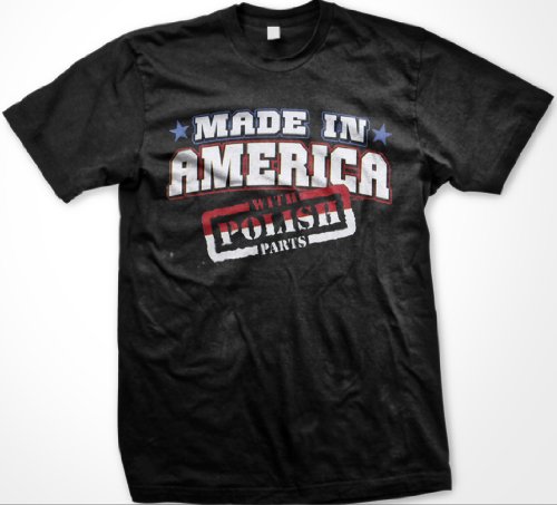 Made In America With Polish Parts Mens T-shirt, Poland Polska Country Pride Tee Shirt
