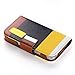 ATC Masione(TM) Apple iPhone 4/4S Credit Card Hard Shell Case Stand with Silicone Core + Screen Protector & Stylus (Wallet case Yellow+Black+Brown)