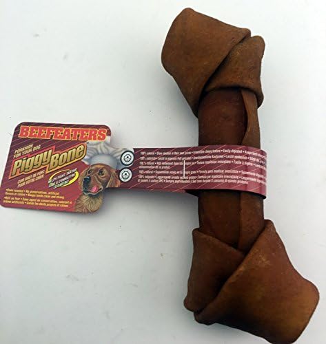 Beefeater 7-8 inch Piggy Pork Knotted Bulk Rawhide Bone Natural Cuisine Rawhide Rolled Knot Bone Dog Treat Bone Chew for Medium to Large Dogs