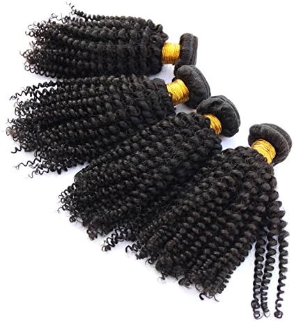 Four Bundles of Brazilian Hair ★ 4 Brazilian Hair Bundles ★ 6a Grade ★ 12 Inches - 30 Inches ★ Kinky Curly Hair Extensions (12/ 14/ 16/ 18 Inches, Kinky Curly)