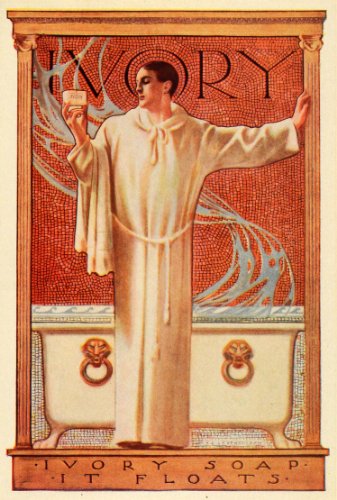1913 Print J.C. Leyendecker Mini Poster Ivory Soap Man Bathrobe Tub Art Nouveau - Original Mini Poster