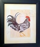 2 Framed Rooster Hen Chicken Kitchen Home Decor prints