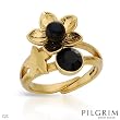PILGRIM SKANDERBORG, DENMARK Stylish Ring With Crystal and Simulated gems Crafted in Yellow Base metal- Size 6.5 (Size 6.5)