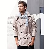 Short cotton trench coat with belt