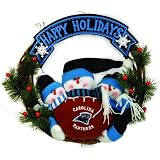 20" NFL Carolina Panther "Happy Holidays" Triple Snowmen Family Christmas Wreath