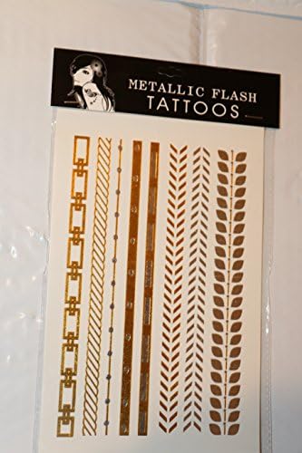 Gold and Silver Temporary Metallic Tattoos, Like Flash Tats - 1 Sheet