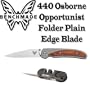 Benchmade 440 Osborne Opportunist Folder Wood Inlay Handle 3in. Plain Edge Blade & Famed Pocket Pal Sharpener for Plain & Serrated Edge Blades
