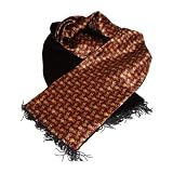 Rust Lions Silk Print & Black Velvet Reversible Scarf