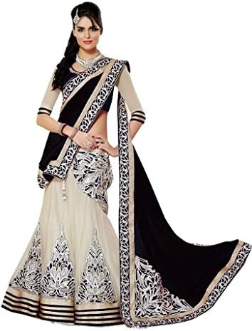Ekdin Women's Beautiful Georgette Embroidered Lehanga Free Size Multi-Coloured
