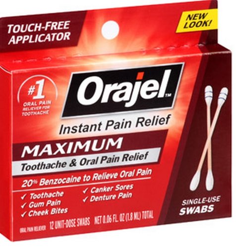 Orajel Maximum Toothache & Oral Pain Relief 12 Unit-Dose Swabs 0.06 oz total (2 pack)
Orajel Maximum Toothache & Oral Pain Relief 12 Unit-Dose Swabs 0.06 oz total (2 pack)