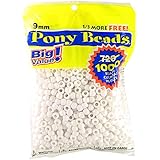 Darice 06121-2-02 1000 Count Pony Beads, 9mm, Opaque White