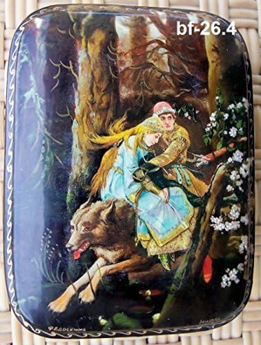 Russian Lacquer box * Fedoskino Ivan tsarevich and wolf * bf-26.4 by Fedoskino
