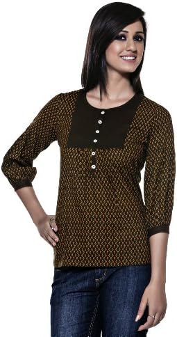 In-Sattva Womens Indian Ethnic Printed Pintuck Casual Kurta Tunic