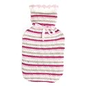 Pink and White Stripe Knitted Hot Water Bottle Cover