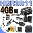 Sony HDR-SR11 60GB Hard Drive HD Camcorder with 12x Optical Zoom PLUS 4GB PRO Duo Memory Stick - Extra Rechargeable Battery - 3 Piece Filter Kit - Full Size Tripod - HDMI Cable - 0.45x Wide Angle & 2x Telephoto Lenses - HDRSR11 BigVALUEInc Accessory Saver Bundle + MORE