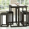 Baxton Studio Leeds 5-Piece Wood Collapsible Pub Table Set, Brown