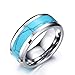 King Will Men Women Tungsten Carbide Ring Blue Turquoise Inlay Polish Beveled Edge Wedding Band