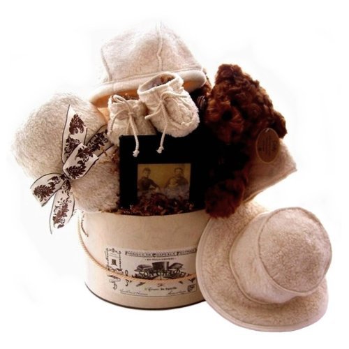 Fattamano Winter Luxuries Upscale New Baby Gift Basket - Great Shower or Christmas Holiday Gift Idea for Newborns