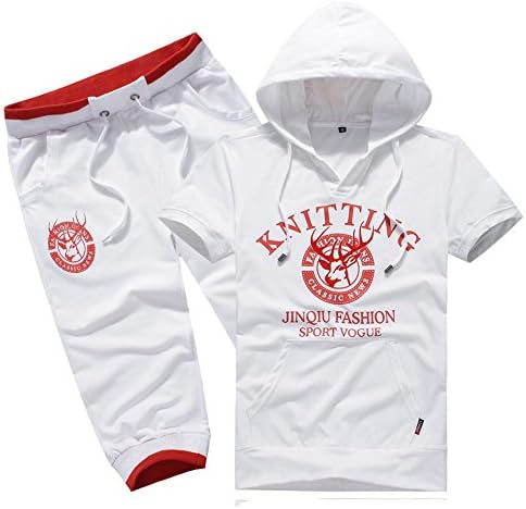 Cccken® Men's Breathable Short Sleeve Casual Jogging Hoodie + Pants