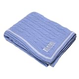 Nautica Baby Cable Knit Blanket, Light Blue