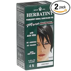 Herbatint Permanent Herbal Haircolour Gel, with Aloe Vera, 4N, Chestnut, 4.56-Ounces (Pack of 2)
