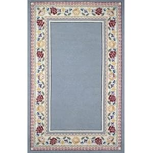 Bucks County Light Blue / Ivory Border Hooked Rug