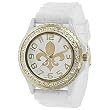 Geneva Platinum 6886 Women's Rhinestone Fleur De Lis Silicone Watch