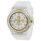 Geneva Platinum 6886 Women's Rhinestone Fleur De Lis Silicone Watch