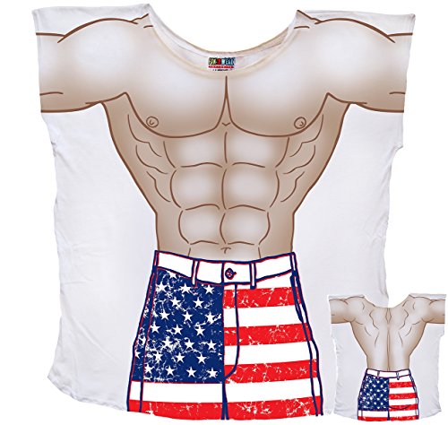 Stars & Stripes Guy Board Shorts Cover-Up T-Shirt Size M/L