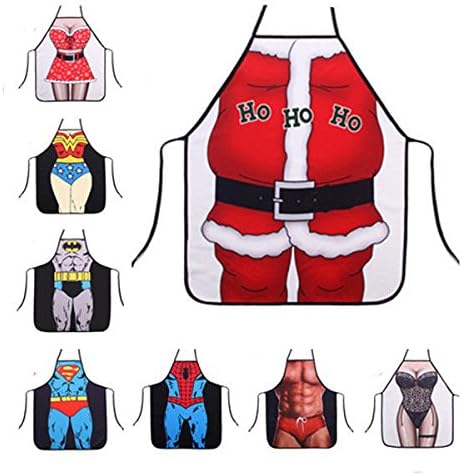 CYNDIE Christmas Sexy Novelty Apron Woman Men Kitchen Cooking BBQ Xmas Party Bar Funny Home Apron Santa Claus