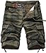 XQS Mens Newest Cotton Multi-Pocket Plaid Cargo Shorts No Belt